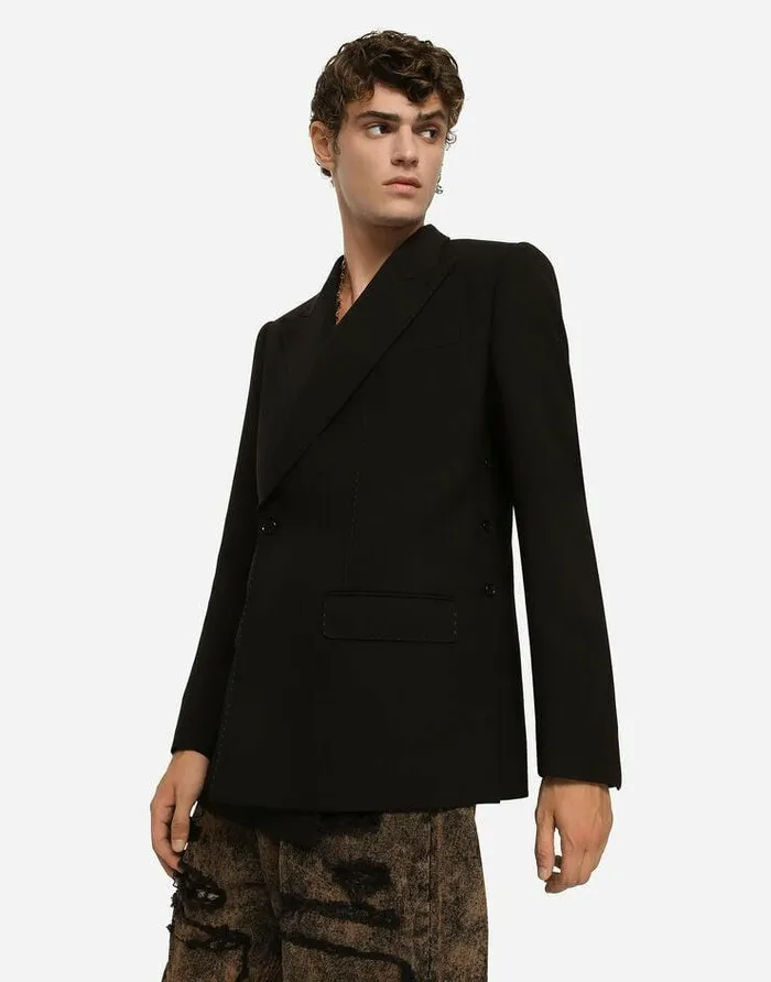 Dolce and Gabbana Suits And Blazers Men Tailored Doublebreasted Virgin Wool Siciliafit Jacket Black Dolce and Gabbana Suits And Blazers Men Tailored Doublebreasted Virgin Wool Siciliafit Jacket Black