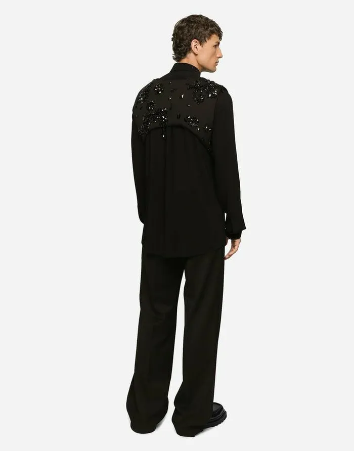 Dolce and Gabbana Suits And Blazers Men Technical Fabric Harness Vest With Stones Black Dolce and Gabbana Suits And Blazers Men Technical Fabric Harness Vest With Stones Black