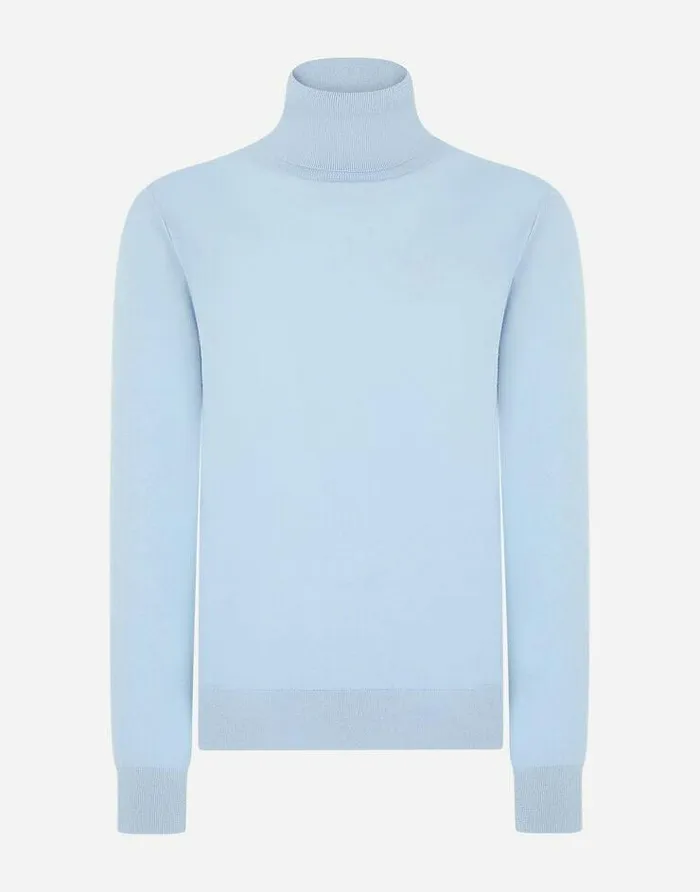Dolce and Gabbana Sweaters And Cardigans Men Cashmere And Silk Turtleneck Sweater Azure