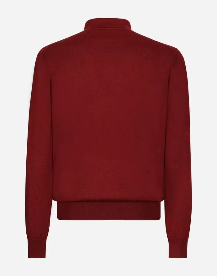 Dolce and Gabbana Sweaters And Cardigans Men Cashmere Polostyle Sweater With DG Logo Embroidery Bordeaux Dolce and Gabbana Sweaters And Cardigans Men Cashmere Polostyle Sweater With DG Logo Embroidery Bordeaux