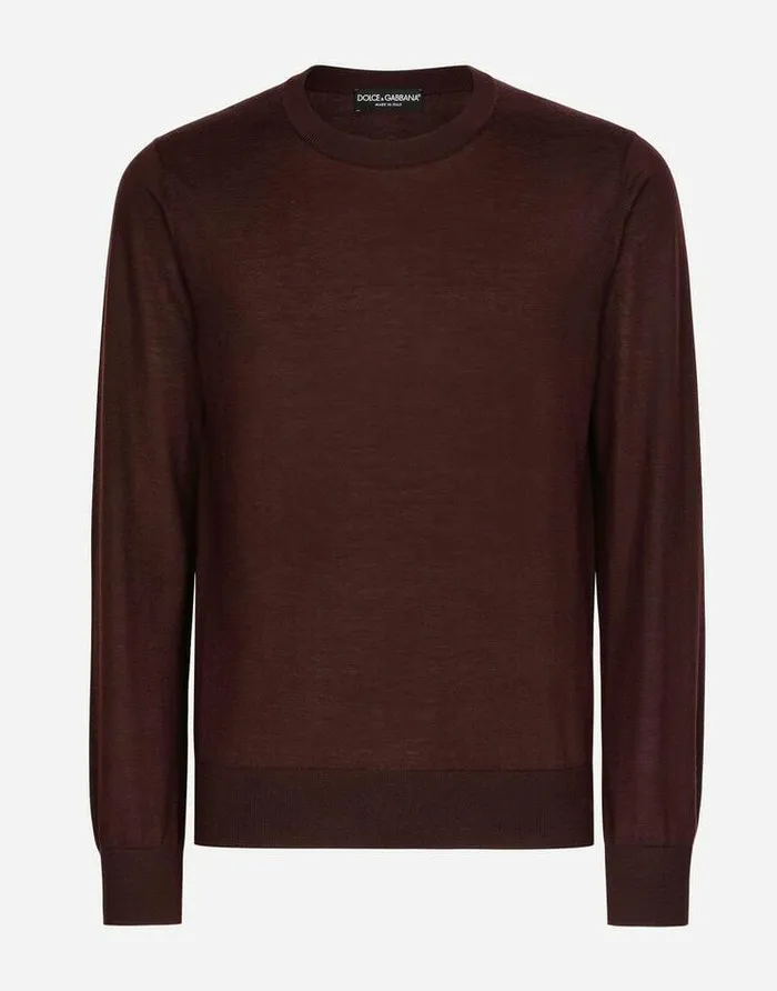Dolce and Gabbana Sweaters And Cardigans Men Extrafine Cashmere Roundneck Sweater Bordeaux
