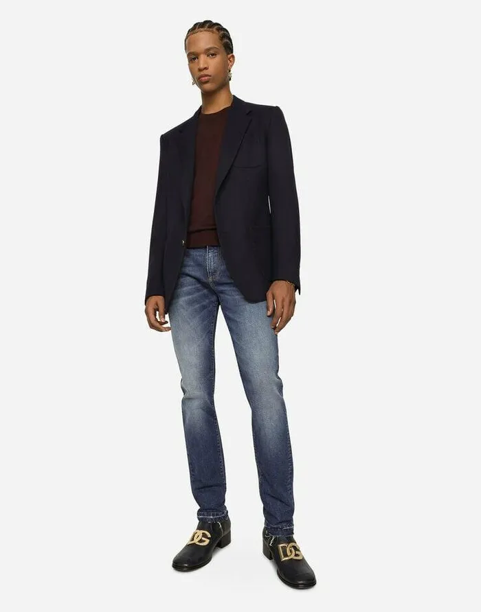 Dolce and Gabbana Sweaters And Cardigans Men Extrafine Cashmere Roundneck Sweater Bordeaux
