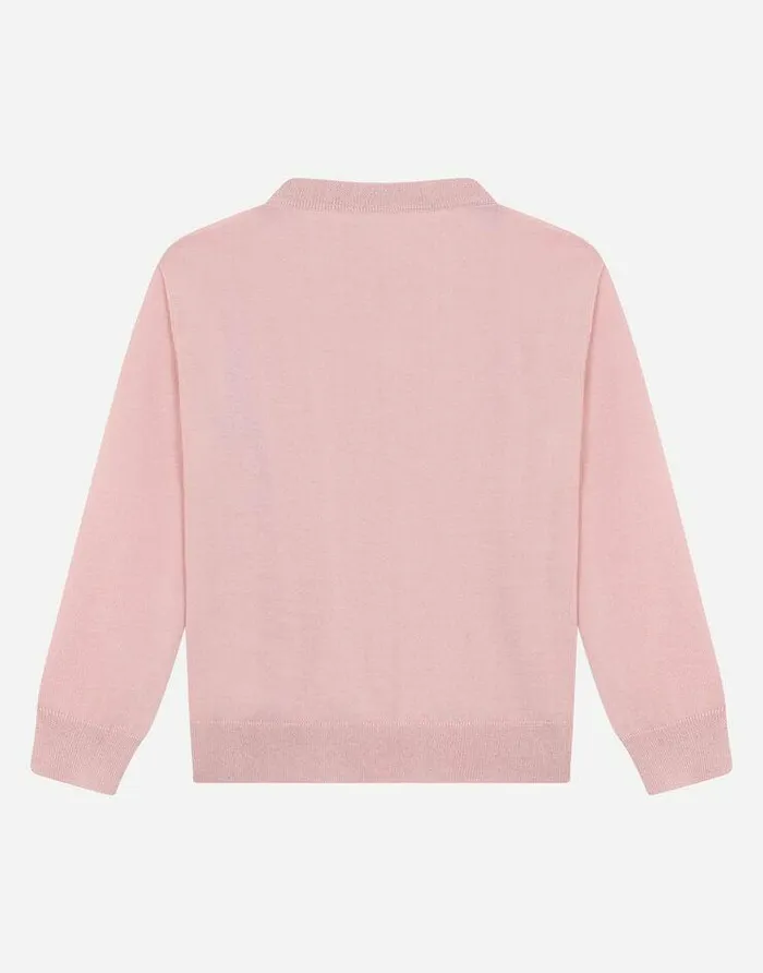 Dolce and Gabbana Sweaters Children Cashmere Roundneck Sweater With DG Logo Embroidery Pink Dolce and Gabbana Sweaters Children Cashmere Roundneck Sweater With DG Logo Embroidery Pink