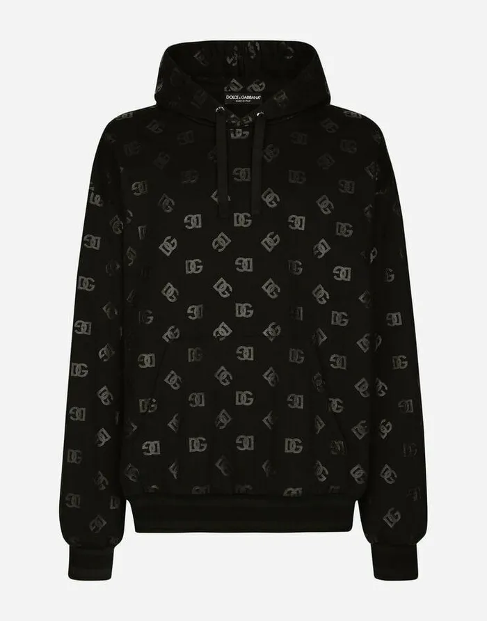 Dolce and Gabbana Sweatshirts Men Jersey Hoodie With DG Print Multicolor