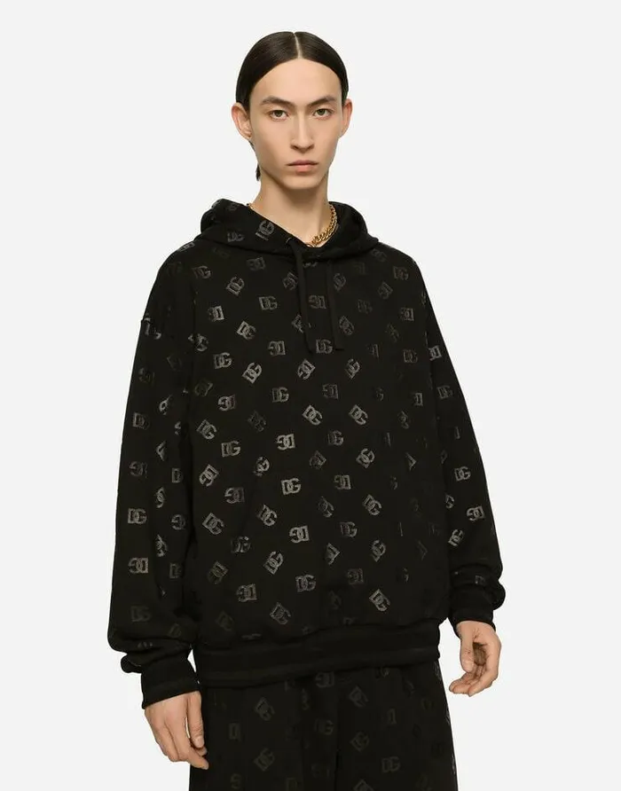 Dolce and Gabbana Sweatshirts Men Jersey Hoodie With DG Print Multicolor Dolce and Gabbana Sweatshirts Men Jersey Hoodie With DG Print Multicolor