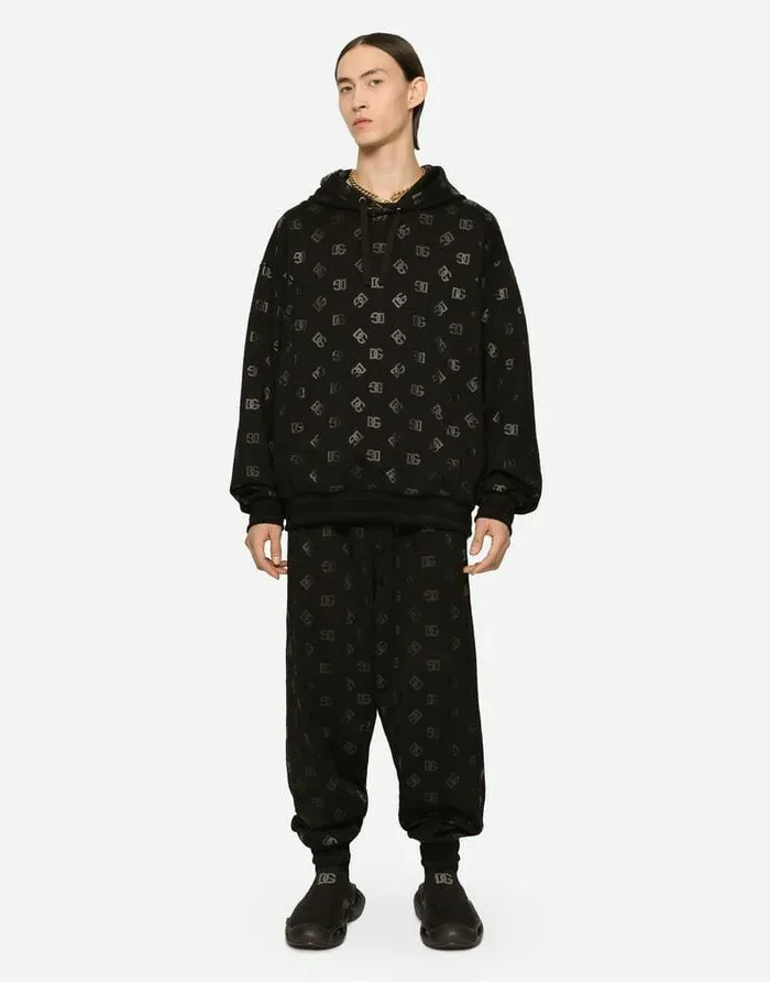 Dolce and Gabbana Sweatshirts Men Jersey Hoodie With DG Print Multicolor Dolce and Gabbana Sweatshirts Men Jersey Hoodie With DG Print Multicolor
