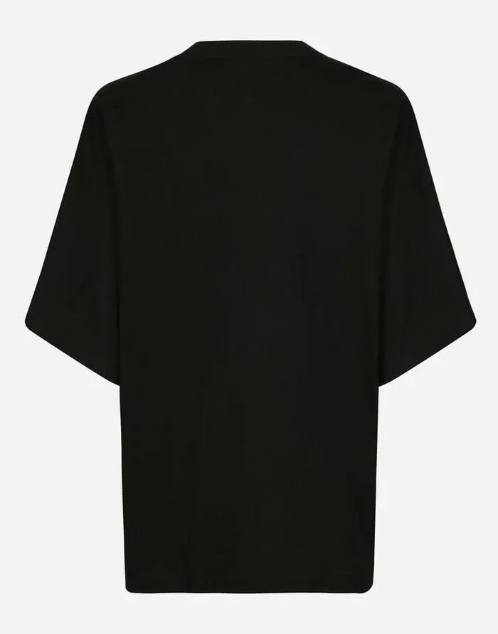 Dolce and Gabbana TShirts And Polos Men Cotton Roundneck Tshirt With 3D Patch Black