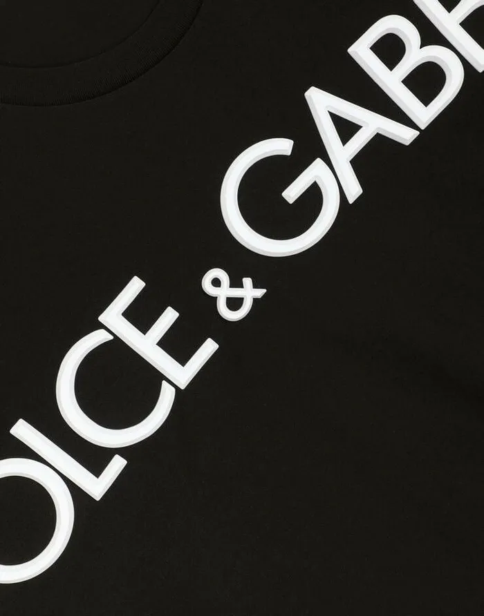 Dolce and Gabbana TShirts And Polos Men Cotton Roundneck Tshirt With 3D Patch Black