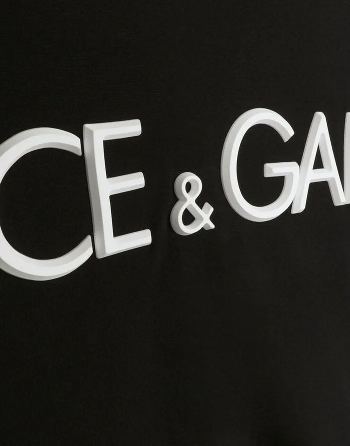 Dolce and Gabbana TShirts And Polos Men Cotton Roundneck Tshirt With 3D Patch Black
