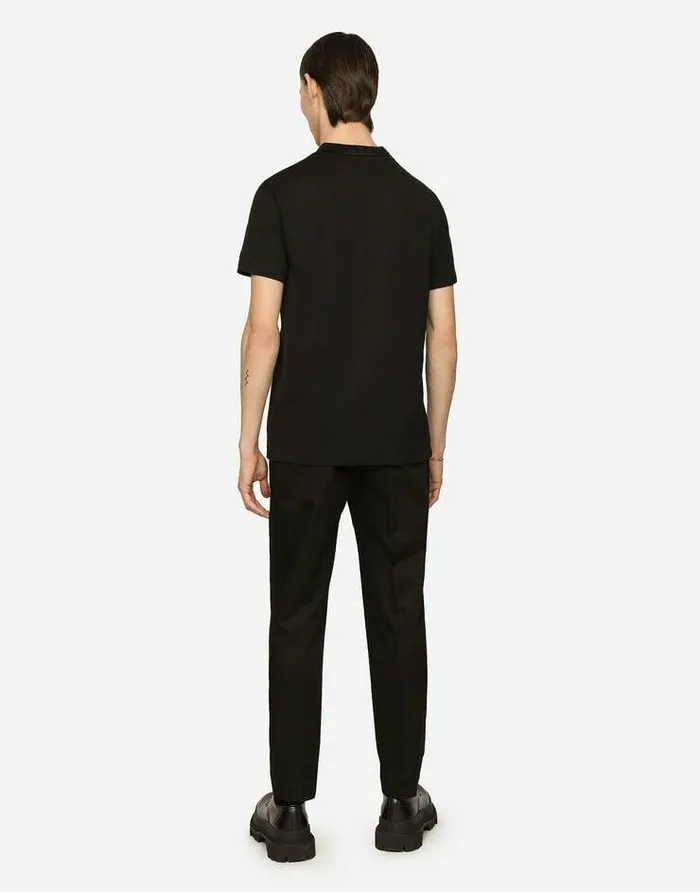 Dolce and Gabbana TShirts And Polos Men Cotton Roundneck Tshirt With DG Embroidery Black Dolce and Gabbana TShirts And Polos Men Cotton Roundneck Tshirt With DG Embroidery Black