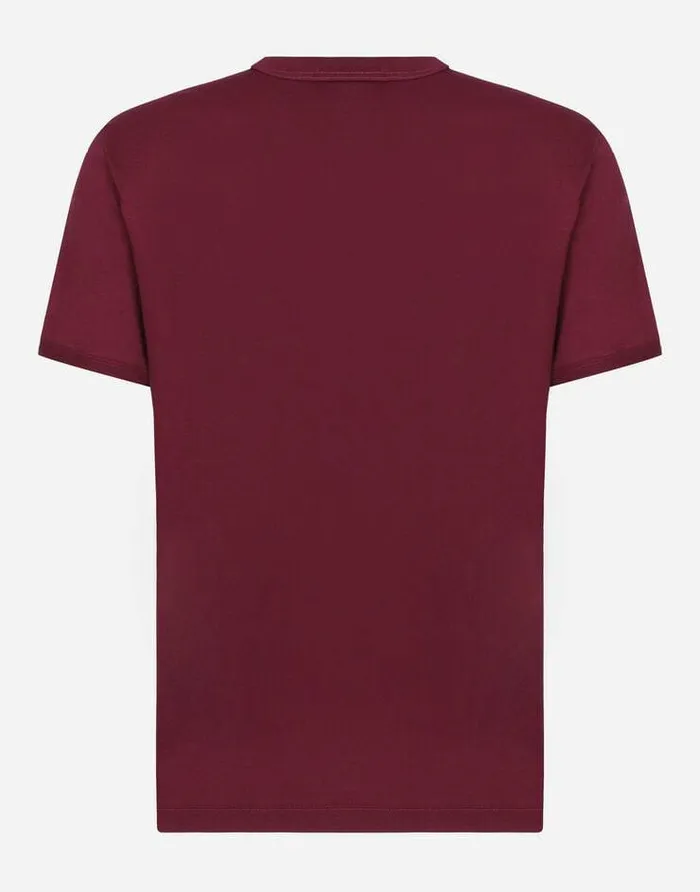 Dolce and Gabbana TShirts And Polos Men Cotton Tshirt With Embroidery Bordeaux Dolce and Gabbana TShirts And Polos Men Cotton Tshirt With Embroidery Bordeaux