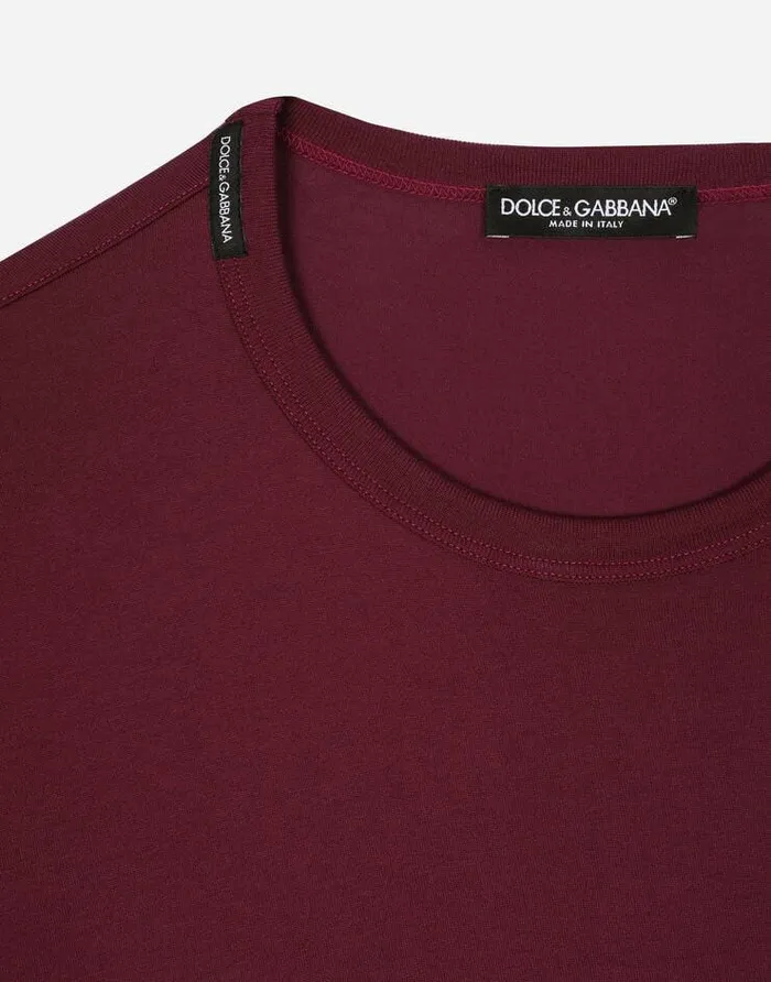 Dolce and Gabbana TShirts And Polos Men Cotton Tshirt With Embroidery Bordeaux Dolce and Gabbana TShirts And Polos Men Cotton Tshirt With Embroidery Bordeaux