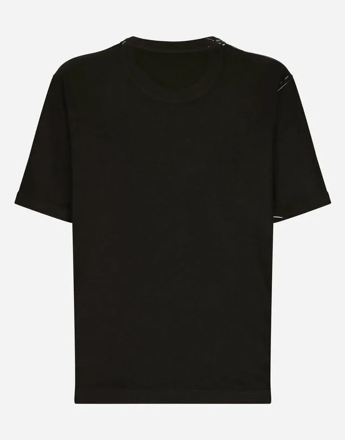 Dolce and Gabbana TShirts And Polos Men DG Logo Print Cotton Tshirt Black