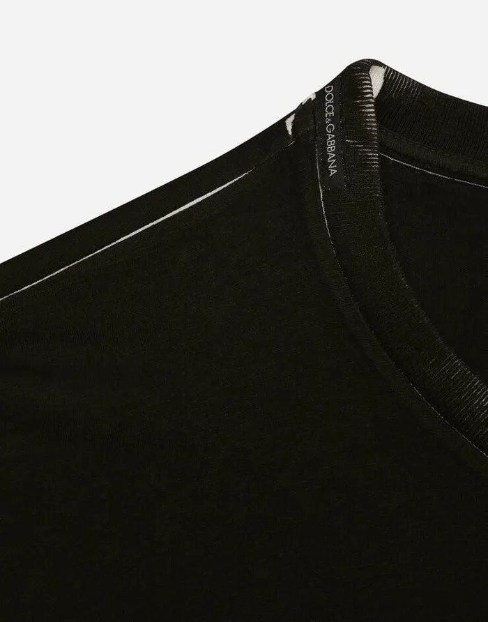 Dolce and Gabbana TShirts And Polos Men DG Logo Print Cotton Tshirt Black