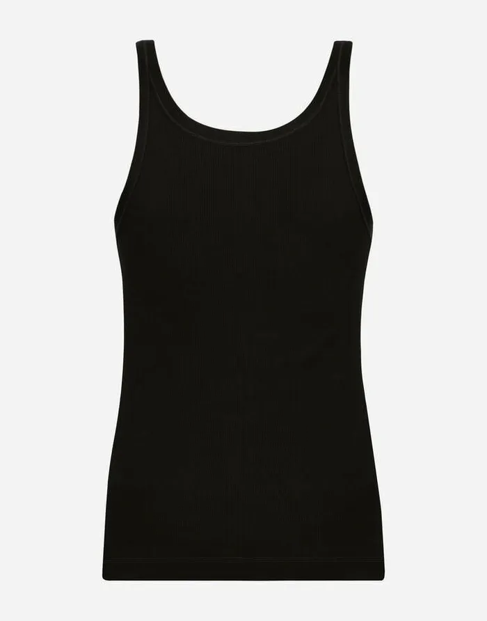 Dolce and Gabbana TShirts And Polos Men Finerib Washed Cotton Singlet Black Dolce and Gabbana TShirts And Polos Men Finerib Washed Cotton Singlet Black