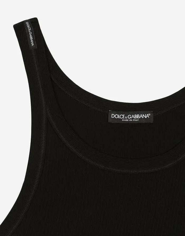 Dolce and Gabbana TShirts And Polos Men Finerib Washed Cotton Singlet Black Dolce and Gabbana TShirts And Polos Men Finerib Washed Cotton Singlet Black