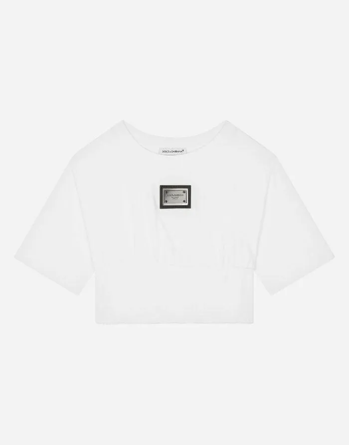 Dolce and Gabbana TShirts And Sweatshirts Children Jersey Tshirt With Corset Details White Dolce and Gabbana TShirts And Sweatshirts Children Jersey Tshirt With Corset Details White