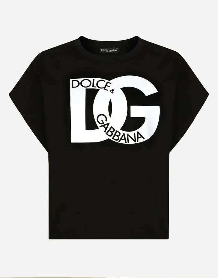 Dolce and Gabbana TShirts And Sweatshirts Women Jersey Tshirt With DG Print Black Dolce and Gabbana TShirts And Sweatshirts Women Jersey Tshirt With DG Print Black