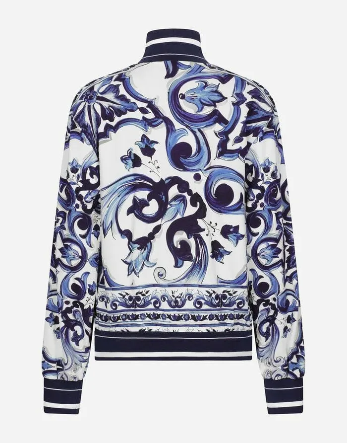 Dolce and Gabbana TShirts And Sweatshirts Women Majolicaprint Cady Sweatshirt With Zipper Multicolor Dolce and Gabbana TShirts And Sweatshirts Women Majolicaprint Cady Sweatshirt With Zipper Multicolor