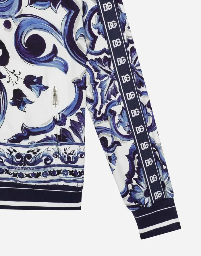 Dolce and Gabbana TShirts And Sweatshirts Women Majolicaprint Cady Sweatshirt With Zipper Multicolor Dolce and Gabbana TShirts And Sweatshirts Women Majolicaprint Cady Sweatshirt With Zipper Multicolor
