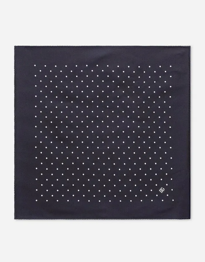 Dolce and Gabbana Ties And Pocket Squares Men Silk Jacquard Pocket Square With DG Logo Blue Dolce and Gabbana Ties And Pocket Squares Men Silk Jacquard Pocket Square With DG Logo Blue