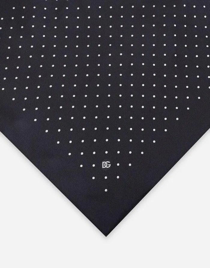 Dolce and Gabbana Ties And Pocket Squares Men Silk Jacquard Pocket Square With DG Logo Blue Dolce and Gabbana Ties And Pocket Squares Men Silk Jacquard Pocket Square With DG Logo Blue