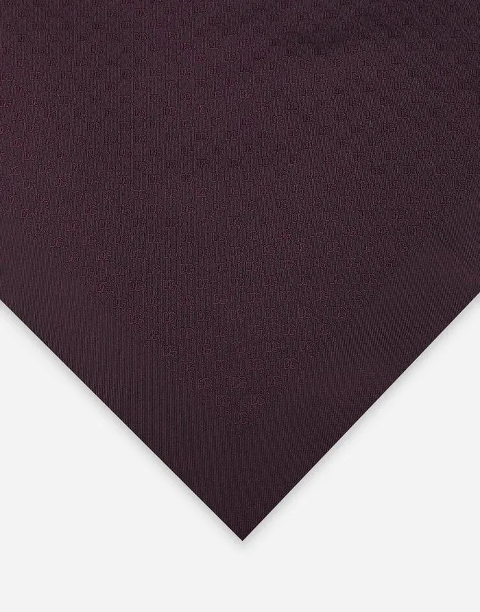 Dolce and Gabbana Ties And Pocket Squares Men Silk Jacquard Pocket Square With DG Logo Purple Dolce and Gabbana Ties And Pocket Squares Men Silk Jacquard Pocket Square With DG Logo Purple