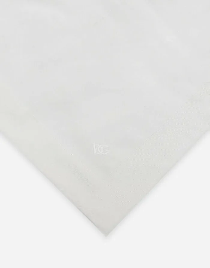Dolce and Gabbana Ties And Pocket Squares Men Silk Pocket Square With DG Logo Embroidery White Dolce and Gabbana Ties And Pocket Squares Men Silk Pocket Square With DG Logo Embroidery White