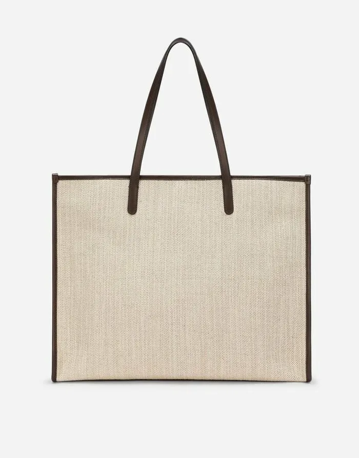 Dolce and Gabbana Totes WomenMen Large Structured Canvas Shopper Beige