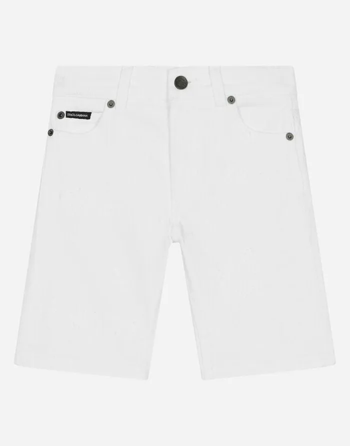 Dolce and Gabbana Trousers And Shorts Children 5pocket Denim Shorts With Logo Tag Multicolor Dolce and Gabbana Trousers And Shorts Children 5pocket Denim Shorts With Logo Tag Multicolor