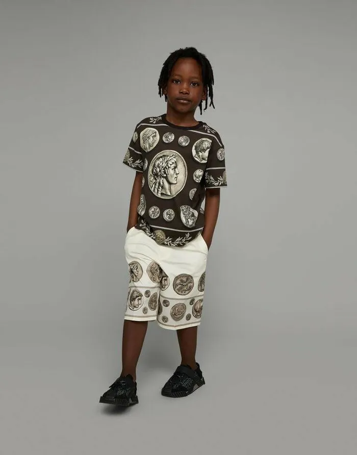 Dolce and Gabbana Trousers And Shorts Children Coinprint Drill Shorts White Dolce and Gabbana Trousers And Shorts Children Coinprint Drill Shorts White