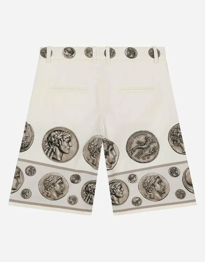 Dolce and Gabbana Trousers And Shorts Children Coinprint Drill Shorts White Dolce and Gabbana Trousers And Shorts Children Coinprint Drill Shorts White