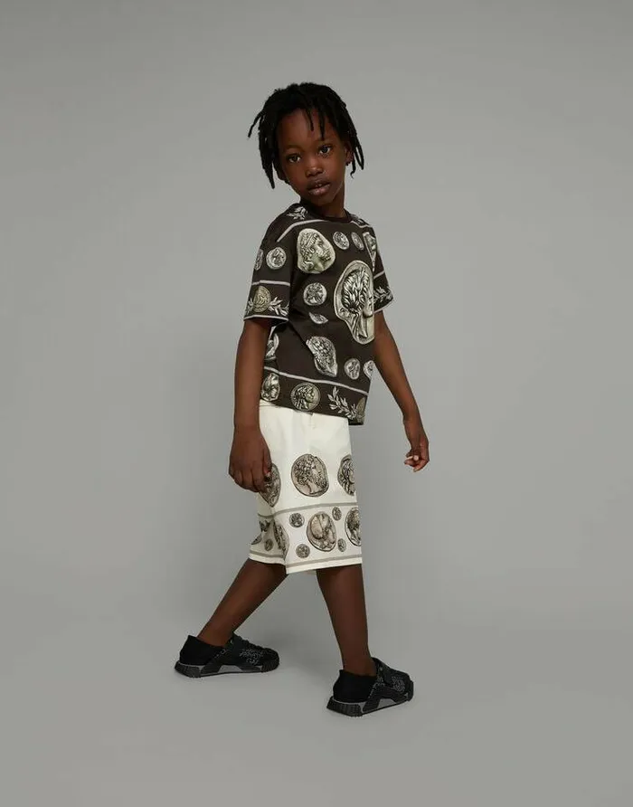 Dolce and Gabbana Trousers And Shorts Children Coinprint Drill Shorts White Dolce and Gabbana Trousers And Shorts Children Coinprint Drill Shorts White