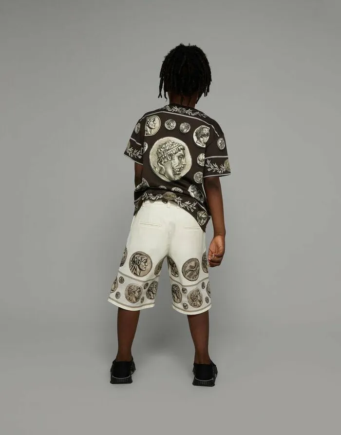 Dolce and Gabbana Trousers And Shorts Children Coinprint Drill Shorts White Dolce and Gabbana Trousers And Shorts Children Coinprint Drill Shorts White