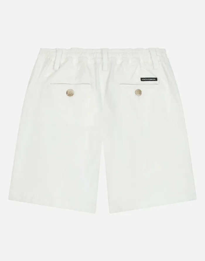 Dolce and Gabbana Trousers And Shorts Children Garmentdyed Gabardine Shorts White Dolce and Gabbana Trousers And Shorts Children Garmentdyed Gabardine Shorts White