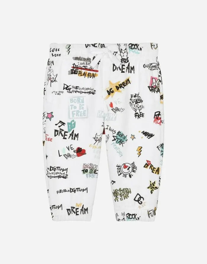 Dolce and Gabbana Trousers And Shorts Children Jersey Jogging Pants With DG Rock Print Multicolor Dolce and Gabbana Trousers And Shorts Children Jersey Jogging Pants With DG Rock Print Multicolor