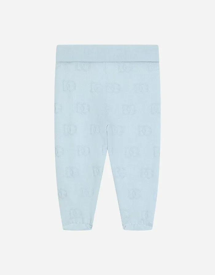 Dolce and Gabbana Trousers And Shorts Children Jersey Pants With Jacquard DG Logo Grey