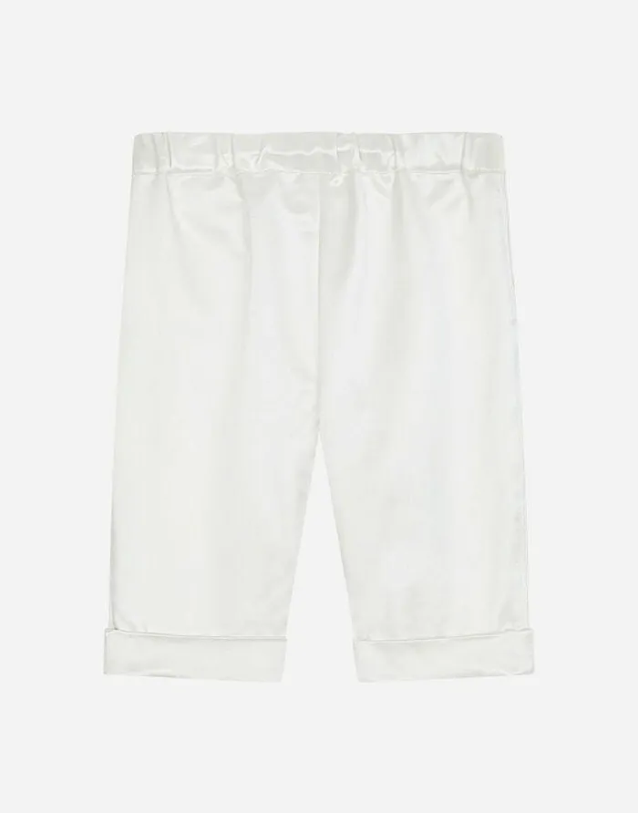 Dolce and Gabbana Trousers And Shorts Children Silk Duchesse Pants With DG Logo White Dolce and Gabbana Trousers And Shorts Children Silk Duchesse Pants With DG Logo White