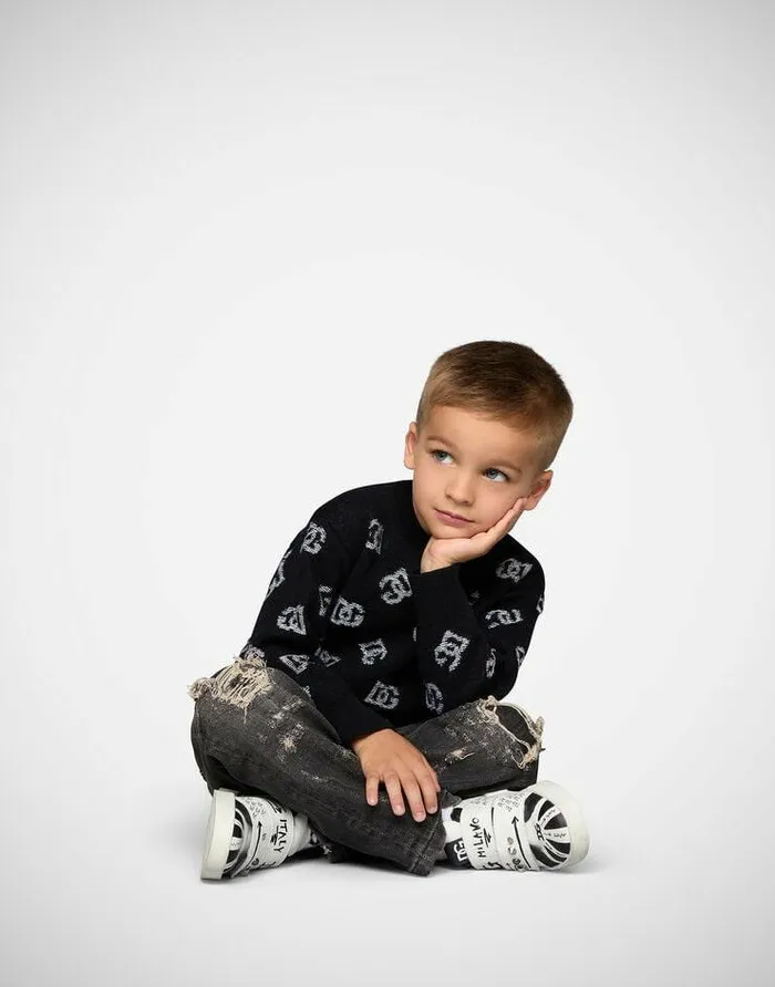 Dolce and Gabbana Trousers And Shorts Children Washed Dadfit Jeans With Rips Multicolor Dolce and Gabbana Trousers And Shorts Children Washed Dadfit Jeans With Rips Multicolor