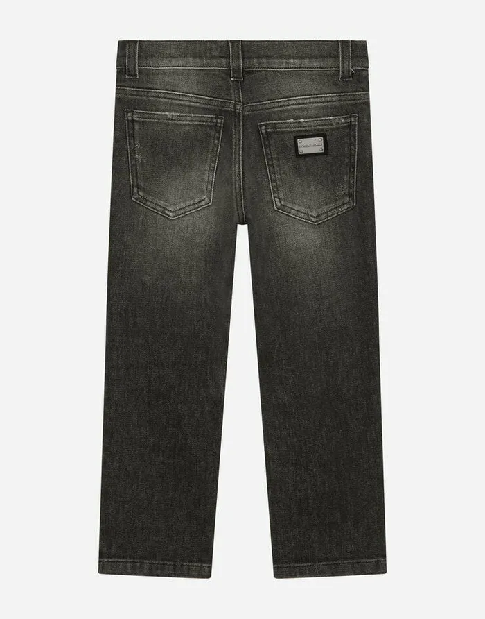 Dolce and Gabbana Trousers And Shorts Children Washed Dadfit Jeans With Rips Multicolor Dolce and Gabbana Trousers And Shorts Children Washed Dadfit Jeans With Rips Multicolor