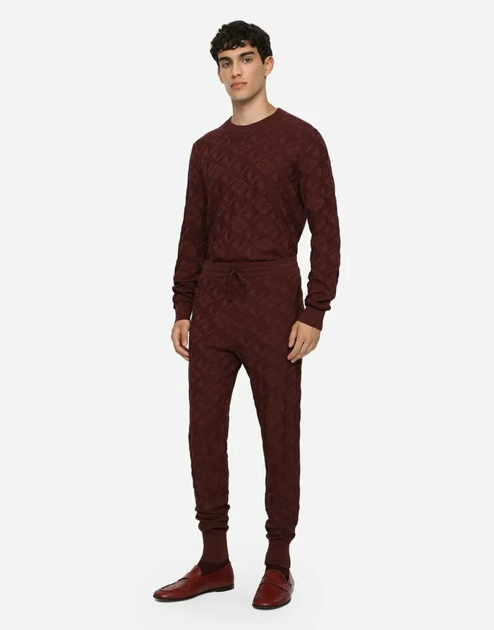 Dolce and Gabbana Trousers And Shorts Men 3D Silk Jacquard Jogging Pants Purple Dolce and Gabbana Trousers And Shorts Men 3D Silk Jacquard Jogging Pants Purple