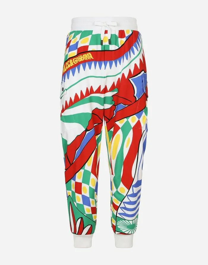 Dolce and Gabbana Trousers And Shorts Men Carrettoprint Jersey Cargo Pants Multicolor Dolce and Gabbana Trousers And Shorts Men Carrettoprint Jersey Cargo Pants Multicolor