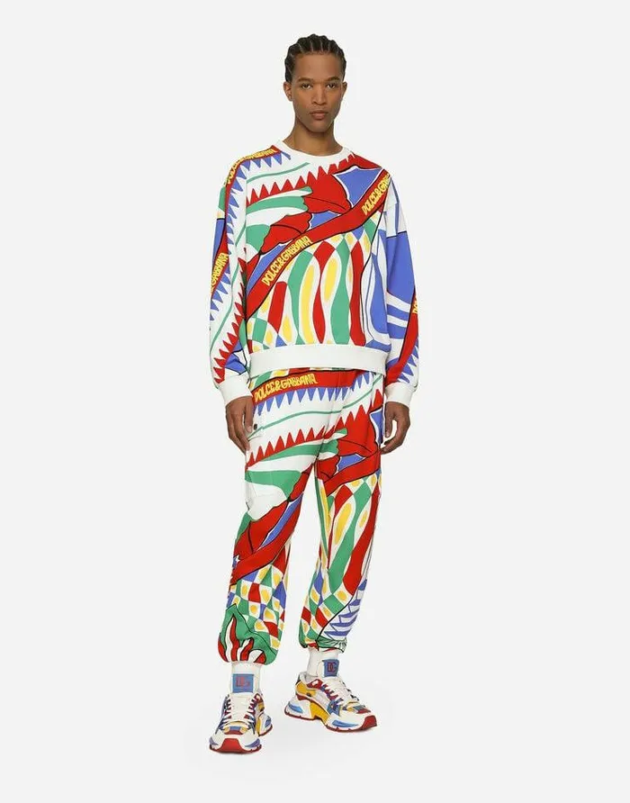 Dolce and Gabbana Trousers And Shorts Men Carrettoprint Jersey Cargo Pants Multicolor Dolce and Gabbana Trousers And Shorts Men Carrettoprint Jersey Cargo Pants Multicolor