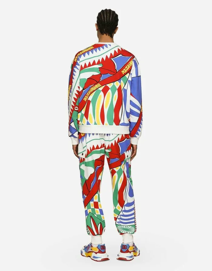 Dolce and Gabbana Trousers And Shorts Men Carrettoprint Jersey Cargo Pants Multicolor Dolce and Gabbana Trousers And Shorts Men Carrettoprint Jersey Cargo Pants Multicolor