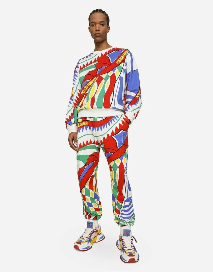 Dolce and Gabbana Trousers And Shorts Men Carrettoprint Jersey Cargo Pants Multicolor Dolce and Gabbana Trousers And Shorts Men Carrettoprint Jersey Cargo Pants Multicolor
