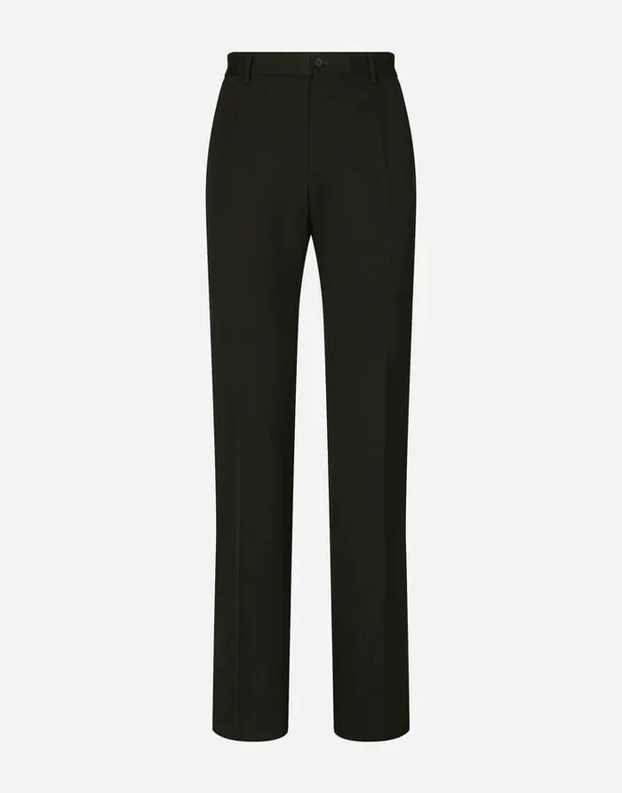 Dolce and Gabbana Trousers And Shorts Men Flared Wool Pants Black