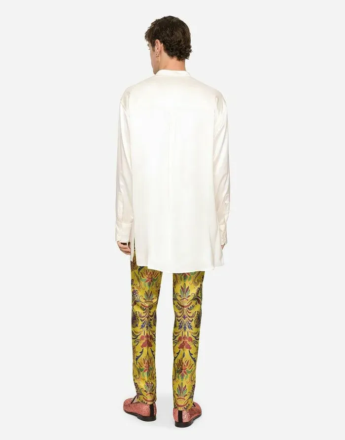 Dolce and Gabbana Trousers And Shorts Men Floral Lurex Jacquard Pants Multicolor Dolce and Gabbana Trousers And Shorts Men Floral Lurex Jacquard Pants Multicolor