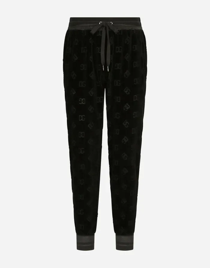 Dolce and Gabbana Trousers And Shorts Men Jersey Jacquard Jogging Pants With DG Logo Black Dolce and Gabbana Trousers And Shorts Men Jersey Jacquard Jogging Pants With DG Logo Black