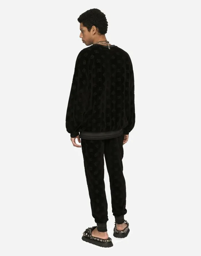 Dolce and Gabbana Trousers And Shorts Men Jersey Jacquard Jogging Pants With DG Logo Black
