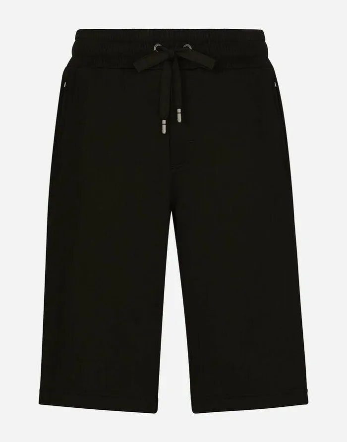 Dolce and Gabbana Trousers And Shorts Men Jersey Jogging Shorts With Logo Tag Black Dolce and Gabbana Trousers And Shorts Men Jersey Jogging Shorts With Logo Tag Black
